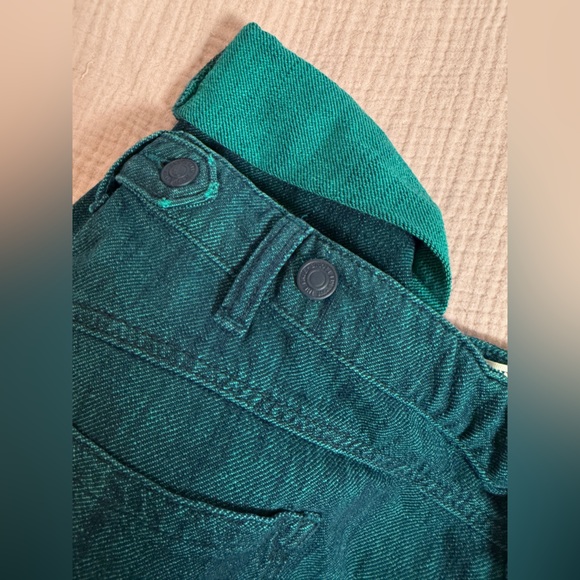 Free People We The Free Palmer Yarn Dyed Cuff Jeans Lagoon Blue Wide Leg Boho - Picture 6 of 7